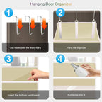Over The Door Organizer Closet,5 Bins 10 Side Pockets,Hanging Organizer,Anti Tilt 44 lbs Load Door Organizers and Storage with Clear Window for Bedroom,Nursery,Rv,Bathroom,Camper(Beige)