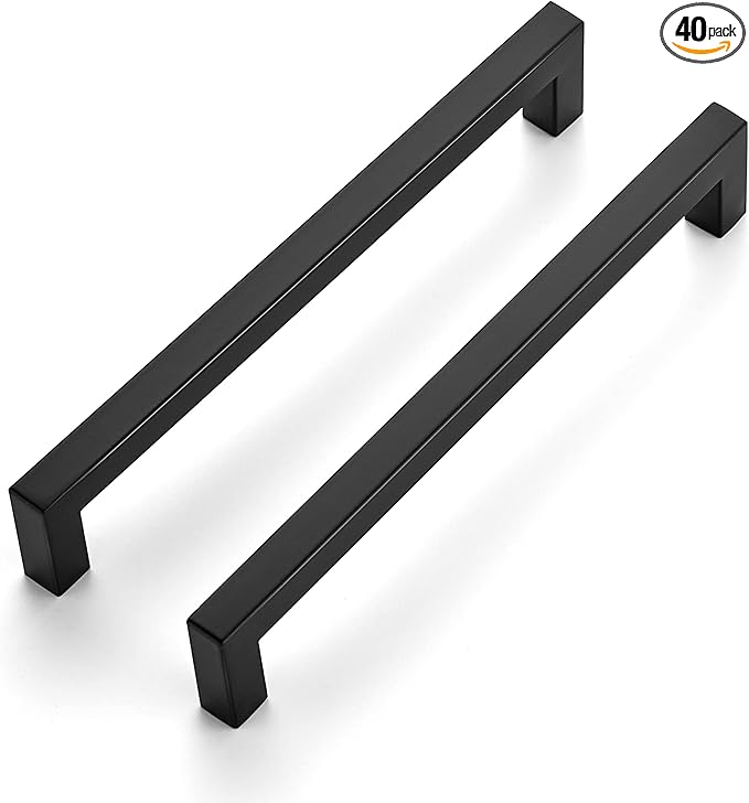 Ravinte 40 Pack 7-1/2 Inch Kitchen Square Cabinet Handles Matte Black Drawer Pulls Hardware for Cabinets Cupboards, FX192HS40