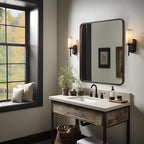 ANDY STAR 40x32 Inch Bronze Bathroom Mirror, Rounded Rectangle Oil Rubbed Bronze Mirrors for Bathroom,Tube Metal Framed, 1’’ Deep Wall Mounted Vertically/Horizontal