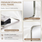 ANDY STAR 40x32 Inch Brushed Nickel Bathroom Mirror, Rounded Rectangle Bathroom Vanity Mirrors for Wall, Anti-Rust SUS304, Seamless Tube Metal Frame, 1’’ Deep Wall Mounted Vertically/Horizontal