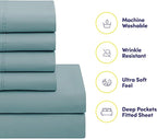 Sweet Home Collection 5 Piece Comforter Set Bag Solid Color All Season Soft Down Alternative Blanket & Luxurious Microfiber Bed Sheets, Misty Blue, Twin
