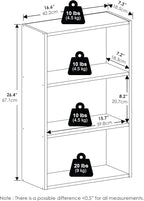 Furinno Basic Book Shelf, 3-Tier Bookshelf, Cube Storage Organizer Bookcase with Open Shelf, 7 x 17 x 26, for Living Room, Bedroom, Home Office, White