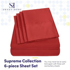 Queen Sheets Red - 6 Piece 1500 Supreme Collection Fine Brushed Microfiber Deep Pocket Queen Sheet Set Bedding - 2 Extra Pillow Cases, Great Value, Queen, Samba Red