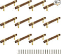 Drawer 5.51"/140mm Pulls Brass Walnut Kitchen Wardrobe Cabinet Hardware Pull Handle with Screw, 12Pcs