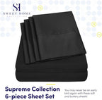 Cal King Size Bed Sheets - 6 Piece 1500 Supreme Collection Fine Brushed Microfiber Deep Pocket California King Sheet Set Bedding - 2 Extra Pillow Cases, Great Value, California King, Black