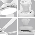 TALOYA 52 inch Ceiling Fans with Lights,Remote Control Multifunctional Quiet Fan with Three Color Temperature and Dimmable Light with Reversible Blades White