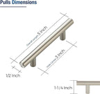 JOY DECOR 5 Pack Cabinet Handles, Brushed Nickel Cabinet Pulls, 3 in Hole Center Kitchen Cabinet Handles, Stainless Steel T Bar Handles for Dresser Drawers