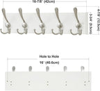 SKOLOO Creations White Solid Wood Wall Mounted Coat Rack, 5 Hooks, 17" Long - Kitchen, Mudroom, Entryway, Bathroom - Includes Mounting Hardware, Wall Coat Hanger, Towel Rack, Pack of 2