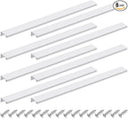 uxcell Cabinet Finger Edge Pull, 8pcs 400mm / 15.75" Aluminum Alloy Back Mount Hidden Cabinet Pulls Concealed Handle for Home Kitchen Drawer Cabinet, Silver