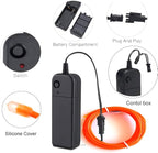 MaxLax EL Wire Orange, 2M Portable Battery Pack Neon Light Strip 360° Cuttable Glowing Rope Lights for Parties, Halloween, DIY Decoration