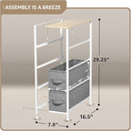 Sorbus Narrow Dresser with 4 Drawers - Vertical Slim Storage Chest of Drawers with Steel Frame, Wood Top & Easy Pull Fabric Bins for Small Spaces, Closets, Bedroom, Bathroom & Laundry (Beige)