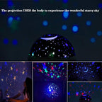 Borelor Star Night Light for Kids, 12 Color Changing Lights Modes with USB Cable, 360°Rotating Moon Star Projector Desk Lamp for Bedroom Party Decor & Girls Birthday Gift（Blue）
