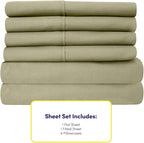 Full Size Bed Sheets - 6 Piece 1500 Supreme Collection Fine Brushed Microfiber Deep Pocket Full Sheet Set Bedding - 2 Extra Pillow Cases, Great Value, Full, Sage