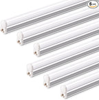 Barrina T5 LED Ceiling Light Fixtures, 2FT, 5000K (Daylight White), 1100LM, 10W, Corded Electric with Built-in ON/Off Switch, Linkable LED Shop Lights for Garage, Workshop, ETL Listed, 6 Packs