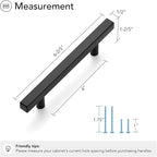 Ravinte Cabinet Handles 10 Pack - 4 Inch Hole Center Matte Black Square Pulls, Kitchen Hardware 6-3/8 Inch Overall Length, Drawer Pulls