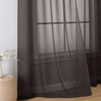 Aiyufeng Chocolate Sheer Curtains 72 Inches Long 2 Panels, Solid Voile Top Dual Rod Pockets Stylish Breathable Drapes Window Treatment for Kid's Room/Bedroom/Living Room, 42W x 72L, Chocolate Brown