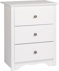 Prepac Sonoma Traditional Tall Nightstand Side Table with 3 Drawers, Functional Tall 3-Drawer Bedside Table 16" D x 23" W x 29" H, White, WDC-2403