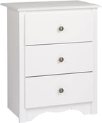 Prepac Sonoma Traditional Tall Nightstand Side Table with 3 Drawers, Functional Tall 3-Drawer Bedside Table 16" D x 23" W x 29" H, White, WDC-2403