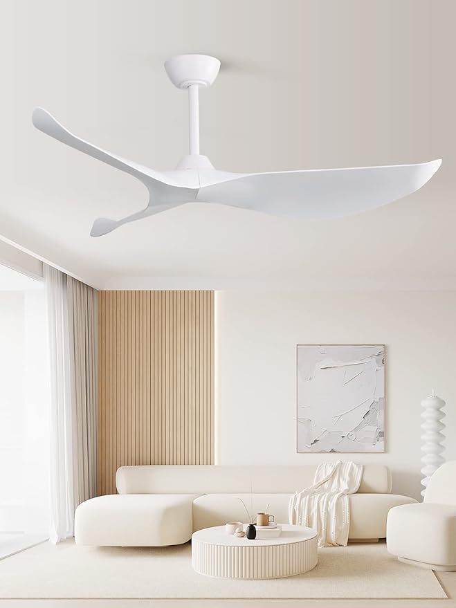 Sofucor Ceiling Fan Without Light, 52 Inch Low Profile Flush Mount Modern Ceiling Fan with Remote for Indoor Farmhouse Bedroom Living Room Outdoor Patio Porch, Reversible DC Motor, Noiseless