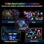 MaxLax EL Wire Green, 2M Portable Battery Pack Neon Light Strip 360° Cuttable Glowing Rope Lights for Parties, Halloween, DIY Decoration