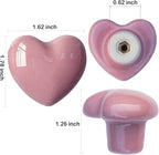 Ceramic Drawer Knobs Heart Shape Cabinet Dresser Pulls Handles with 3 Sized Screws, Kitchen Furniture Knobs for Closet Cupboard Wardrobe (20, Pink)