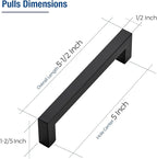 JOY DECOR 25 Pack Cabinet Handles, Black Cabinet Pulls, 5 Inch Kitchen Closet Handles Square Drawer Pulls Stainless Steel Drawer Hardware, 128mm Hole Centers