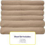 Queen Sheets Taupe - 6 Piece 1500 Supreme Collection Fine Brushed Microfiber Deep Pocket Queen Sheet Set Bedding - 2 Extra Pillow Cases, Great Value, Queen, Taupe
