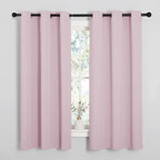 NICETOWN Nursery Essential Thermal Insulated Solid Grommet Top Blackout Curtains/Drapes (1 Pair, 42 x 63 inches in Baby Pink)