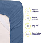 Sweet Home Collection 6 Piece 1500 Supreme Collection Brushed Microfiber Deep Pocket Sheet Set-2 Extra Pillow Cases, Great Value, Rv Short Queen, Denim
