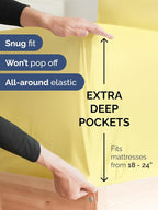 Extra Deep Queen Sheet Set - 6 Piece Breathable & Cooling Sheets - Hotel Luxury Bed Sheets Set - Easy & Secure Fit - Soft, Wrinkle Free & Comfy Sheets Set - Yellow Sheet Set with Extra Deep Pockets