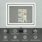 48"x 38" LED Bathroom Mirror with Lights, Double Lighting Sources Dimmable, Backlit + Front Lit, Anti-Fog, Lighted Bathroom Vanity Mirror for Wall(Horizontal/Vertical)