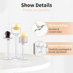 NUPTIO Stemmed Candle Holders Bulk: Set of 18 Tea Light Holders for Floating Pillar Candles - Clear Monet Candle Stands for Wedding Table Centerpiece Decor