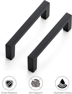 Ravinte 10 Pack Matte Black Cabinet Pulls, 3 Inch (76mm) Hole Center Slim Kitchen Handles, Square Drawer Pulls for Cabinets & Cupboards, Hardware