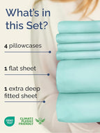 Extra Deep King Sheet Set - 6 Piece Breathable & Cooling Sheets - Hotel Luxury Bed Sheets Set - Easy & Secure Fit - Soft, Wrinkle Free & Comfy Sheets Set - Spa Blue Sheet Set with Extra Deep Pockets
