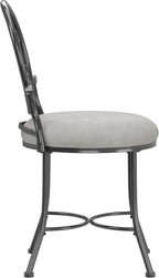 Hillsdale O'Malley Vanity Stool with Spiral Pattern Design, Metallic Gray Fabric