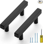 Ravinte Cabinet Handles 30 Pack - 2-1/2 Inch Matte Black Square Pulls, 4 Inch Overall Length - Kitchen Hardware Drawer Pulls