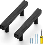 Ravinte Black Cabinet Handles 20 Pack 2-1/2 inch Matte Black Square Cabinet Pulls Kitchen Hardware 4 inch Overall Length Kitchen Drawer Pulls