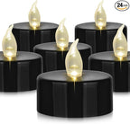 Battery Operated LED Tea Lights: 24PACK Flameless Votive Candles Lamp Realistic and Bright Flickering Holiday Gift Long Lasting 200Hours for Seasonal & Festival Celebration Black