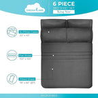 DREAMCARE Queen Sheet Set – 6 pcs Cooling Bed Sheets – up to 15” Deep Sheets Queen Size Bed Set – 2500 Supreme Collection – Extra Soft 100% Brushed Microfiber Hotel Luxury with Side Pocket – D Gray