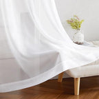 NICETOWN White Sheer Curtains 80 inches Long for Doorway, Grommet Voile Sheer with Light Filtering Window Treatments Elegant Door Curtains for Nursery/Bedroom, W42 x L80, 2 Panels
