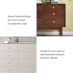 24-Pack 1-1/4-Inch Gold knob Dresser knobs White Cabinet Glass Crystal knobs Brass Drawer Polygonal Dresser Pulls, Drawer pulls