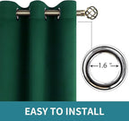 BGment Blackout Curtains for Bedroom - Grommet Thermal Insulated Room Darkening Drapes for Living Room, Set of 2 Panels (38 x 45 Inch, Emerald Green)