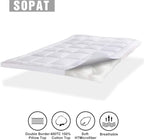 SOPAT Extra Thick Mattress Topper Cal King 400TC Cotton Pillow Top Breathable Mattress Pad Protector with 8-22" Deep Pocket Soft Down Alternative Fill Mattress Cover (72x84 Inches, White)