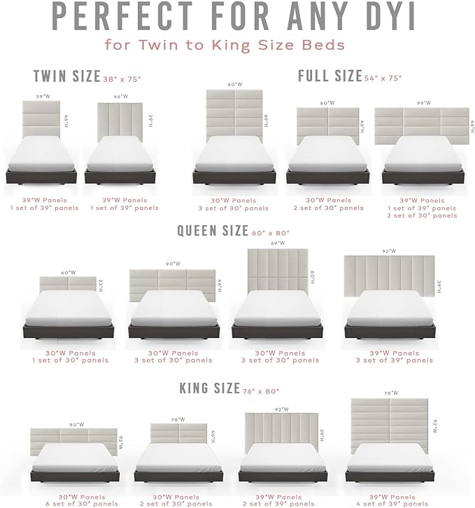 Vänt Upholstered Wall Panels - Queen/Full Size Wall Mounted Headboards - Boucle Ivory - Set of 4 Panels (Each Individual Panel 30"x11.5")