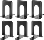 MaxGear Book Ends Universal Premium Bookends for Shelves, Non-Skid Bookend, Heavy Duty Metal Book Stopper for Books/Movies/CDs/Video Games, 6 x 4.6 x 6 in, Black, 3 Pairs/6 Pieces, Large