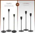Black Candlestick Holders Taper: Tall Candle Holder Set of 3 Fireplace Mantle Decor Dinning Table Centerpiece Metal Candle Stand Halloween Decorations
