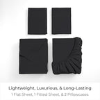 Mellanni King Sheets Set - 4 PC Iconic Collection Bedding - Hotel Luxury, Extra Soft, Cooling Bed Sheets - Wrinkle, Fade, Stain Resistant (King, Black)