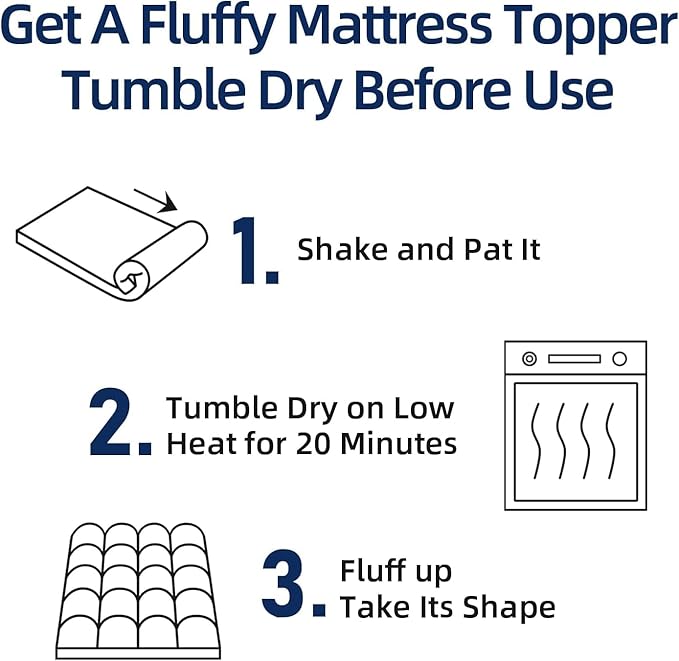Mattress Topper King for Back Pain, Extra Thick Mattress Pad Cover, Plush Pillow Top, Deep Elastic Pocket, Navy