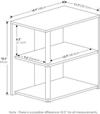 Furinno Romain Side Table, 2-Tier End Table with Open Shelf, Night Stand, Bedside Table, for Living Room, Bedroom, Espresso