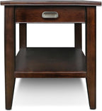 Leick Home Laurent End Table, Solid Wood, 1 Storage Drawer, Bottom Display Shelf, Easy-Assembly, For Living Room/Bedroom, Chocolate Cherry, 20.0 in. L x 24.0 in. W x 24.0 in. H, 10507
